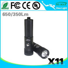 Popular LED Diving Backup lampe de poche 18650 batterie